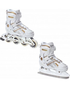 2-in-1 Inline Skates Raven Pulse White/Gold+Blades