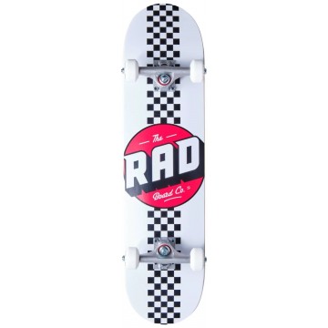 RAD Checker Stripe Complete Skateboard (7.75"|White)