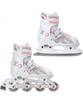 2-in-1 Skates/Inline Skates Raven Pulse White/Pink+Blades