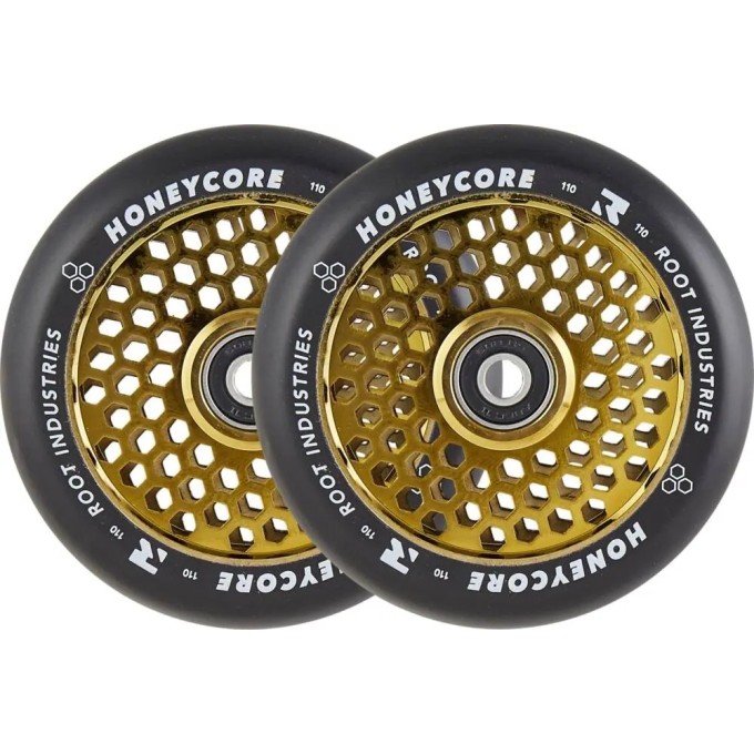 Root Honeycore Black 110mm 2-pack Pro Scooter Wheels (110mm|Gold)