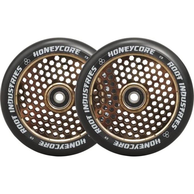 Root Honeycore Black 120mm 2-pack Pro Scooter Wheels (120mm|Gold Rush)