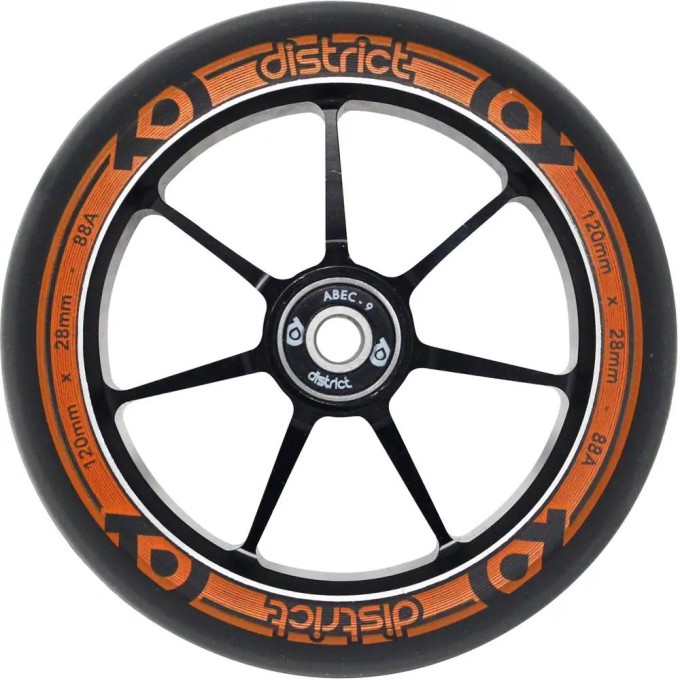 District Dual Width Core Pro Scooter Wheel (120mm|Black/Orange)