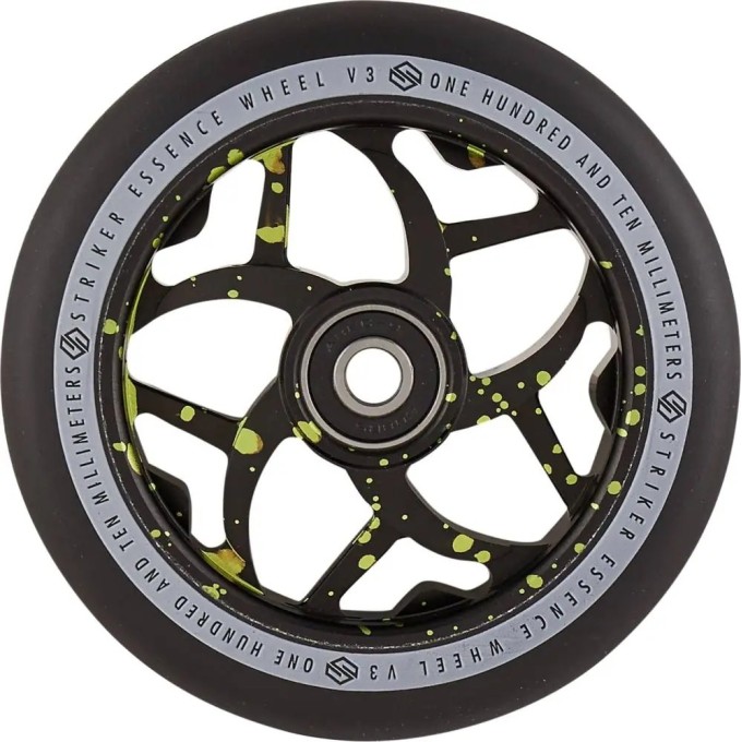 Striker Essence V3 Black Pro Scooter Wheel (110mm|Green Splash)