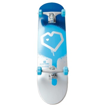 Blueprint Spray Heart V2 Complete Skateboard (7.5"|Blue/Silver/Teal)