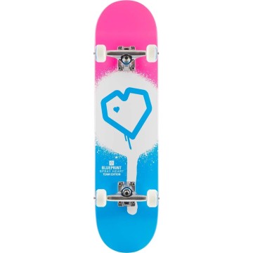 Blueprint Spray Heart V2 Complete Skateboard (7.75"|Blue/White/Pink)