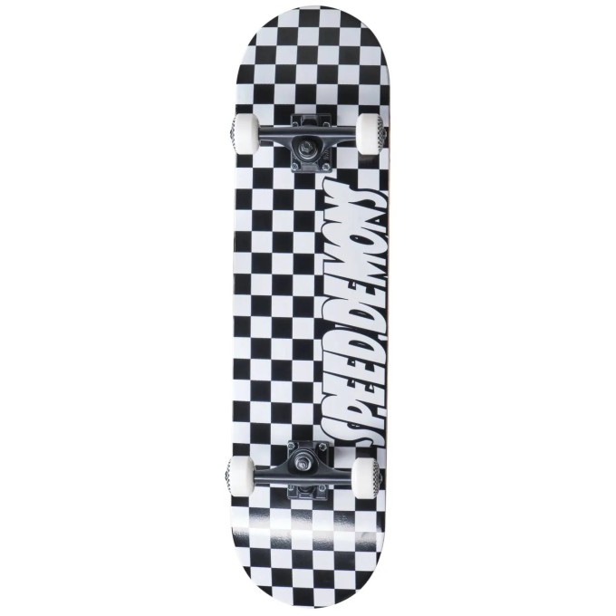 Speed Demons Checkers Complete Skateboard (8"|Black/White)