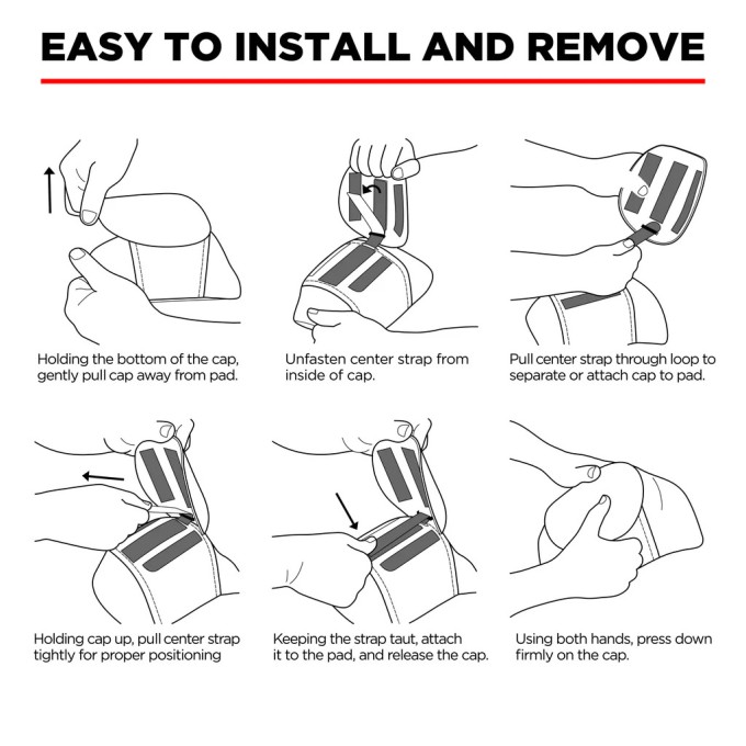 187 Killer Pads Lock-In Recaps Replacement Knee Caps (Black)