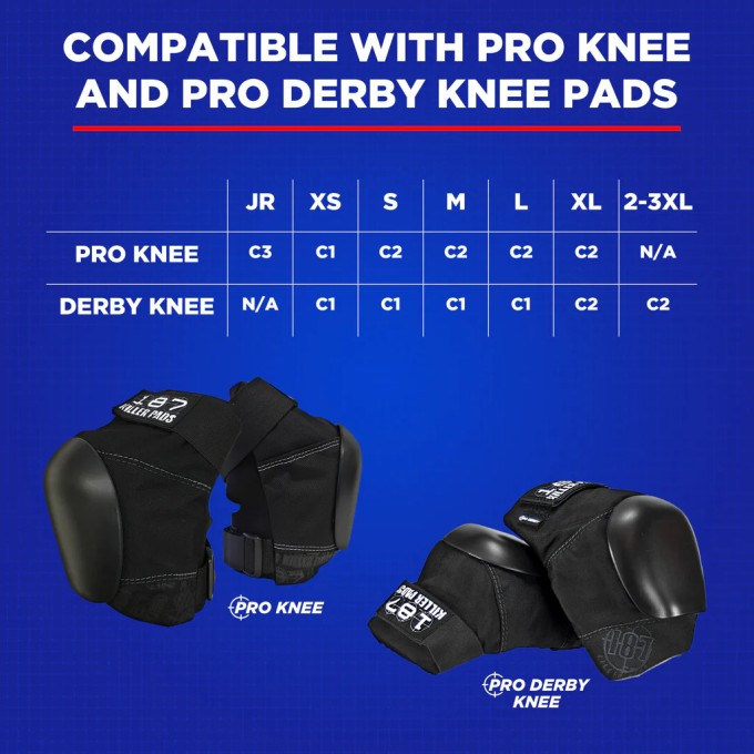 187 Killer Pads Lock-In Recaps Replacement Knee Caps (Black)