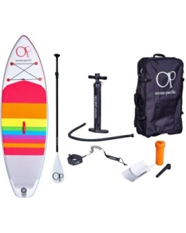 Ocean Pacific Sunset All Round 9'6 Inflatable Paddle Board (White/Red/Blue)