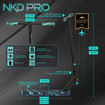 NKD Pro Trampoline Stunt Scooter 85CM