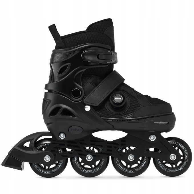 Raven Oxen PRO Black Inline Skates Adjustable Speed Lacing