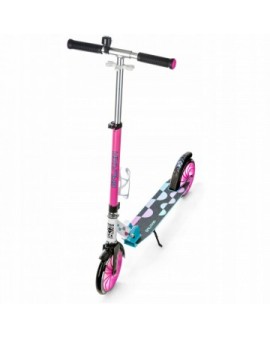 Foldable scooter Raven Galaxia Blue/Pink 200mm with bell, bottle holder and LED core